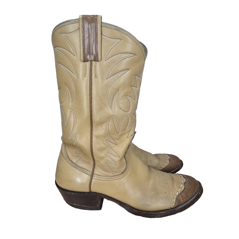 Nocona Western Boots Womens 8 B Brown Lizard Leather Cowgirl Botas Pull On 60904